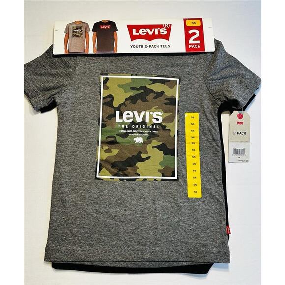 Levi's Boy's 2-Pack Short Sleeve Graphic Logo Print Crewneck Tee - Picture 1 of 2